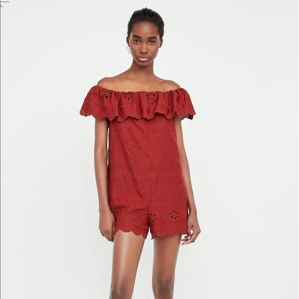 Zara Embroidered Perforated Jumpsuit